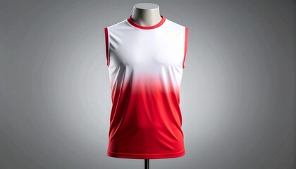 Dynamic red and white athletic tank top showcases modern sporty style, great for fitness apparel designs and active lifestyle promotions, perfect for summer