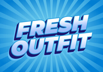 A vibrant graphic design featuring the words Fresh Outfit in bold, stylized typography against blue radial background.