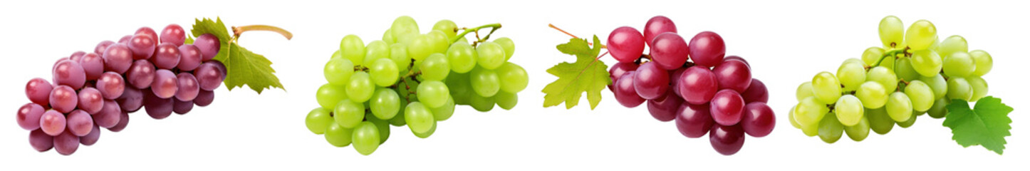 Fototapeta premium PNG Colorful fresh grape varieties, element set on transparent background