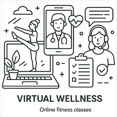 Virtual Wellness and Online Health Services with Fitness and Telemedicine