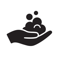 Foam in hand isolated icon for washing and cleaning hygiene care 100 characters