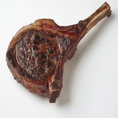 AI generator images of Tomahawk steak is a ribeye steak that has the long rib bone still attached. ribeye cut of beef with beautiful marbling, resulting in a tender texture and rich flavor.