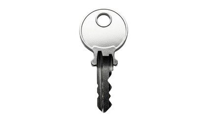 Single Silver Key Isolated on Black Background