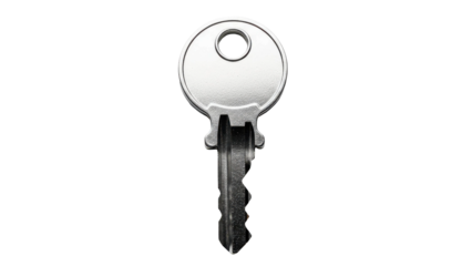 Single Silver Key Isolated on Black Background