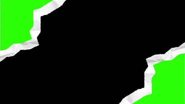 4K Diagonal Torn Paper Transition on Green Screen Background