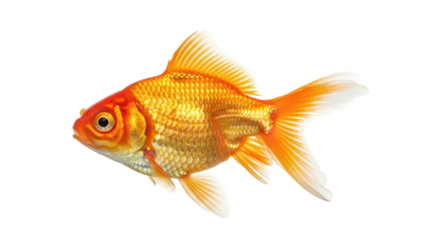 Vibrant Orange Goldfish Swimming Isolated Black Background
