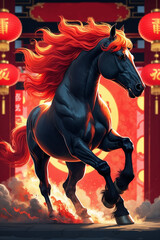 majestic running horse, chinese astrology concept of new china lunar year 2026 - year of horse