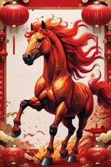 majestic running horse, chinese astrology concept of new china lunar year 2026 - year of horse