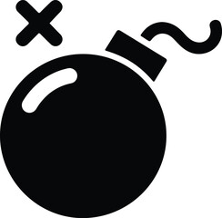 Black bomb icon with fuse and crossbones explosion