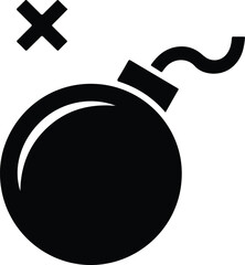 Black bomb icon with fuse and cross symbol explosion
