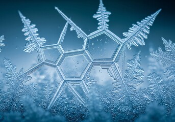 Frozen Beauty Delicate Snowflake Crystals in Ice Blue Tones