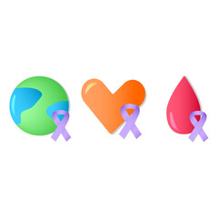 Vector set of gradient illustrations. World Cancer Day