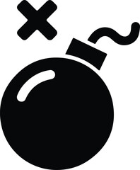 Black Bomb Icon With Fuse And X Mark explosion danger