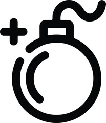 Black Bomb Icon with Plus Symbol danger explosion