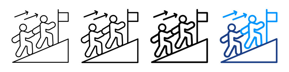 Leadership Support Icon Different Style Outline Collection Set.
