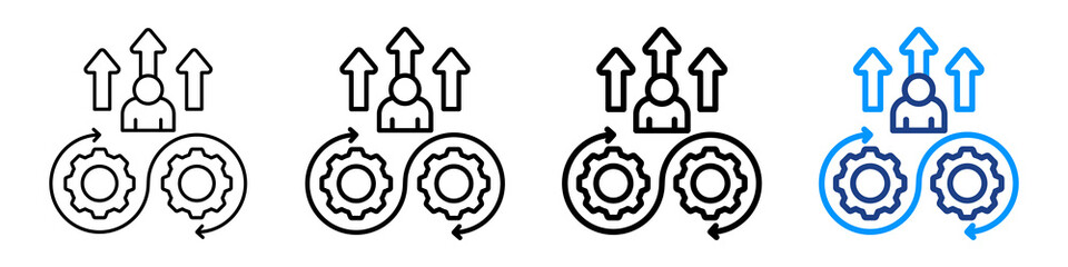 Continuous Improvement Icon Different Style Outline Collection Set.