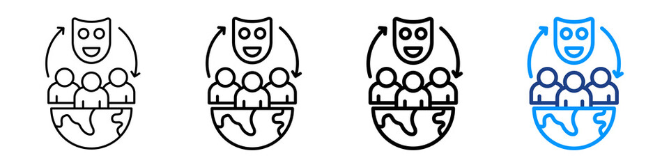 Cultural Transformation Icon Different Style Outline Collection Set.