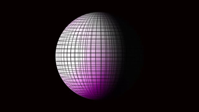 White sphere with purple gradient grid animation