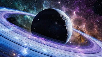 Stunning cosmic journey through the rings of Saturn, exploring galaxies and distant planets in vibrant nebula clouds, a breathtaking interstellar voyage