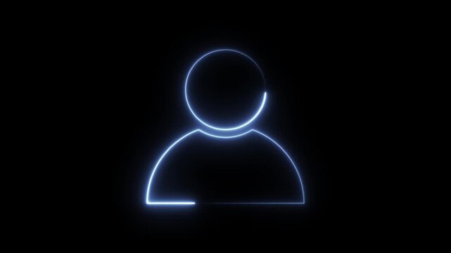  man profile icon. User line icon concept. Neon profile. user icon animation glowing neon pink color contact profile . 4k glowing animation saber video