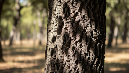 Fototapeta premium Detailed Close Up of a Tree Trunk in a Forest Setting with Natural Light and Shadows