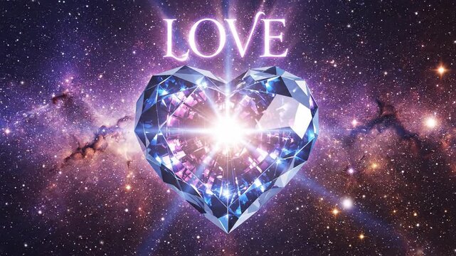 Starry diamond heart with 'LOVE' text