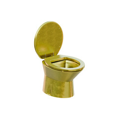 golden WC lavatory toylet isolated on white, PNG transparemt. Corruption concept