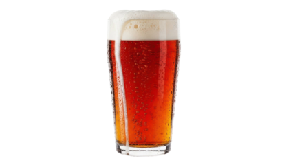 Pint of amber ale with frothy head