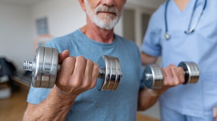 Empowering disabled patients with dumbbells nurse support in a hospital setting for fitness