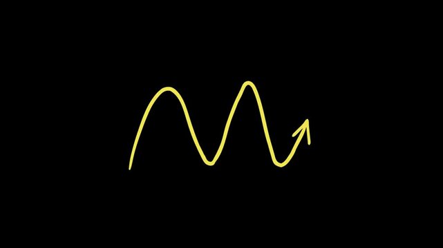 Dynamic yellow arrow moving upward in a continuous flowing motion