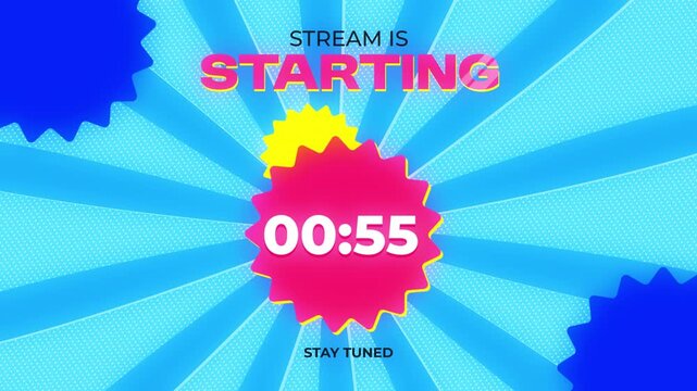 Pop Art Comic Style Stream Starting Countdown Timer - 1 Minute 