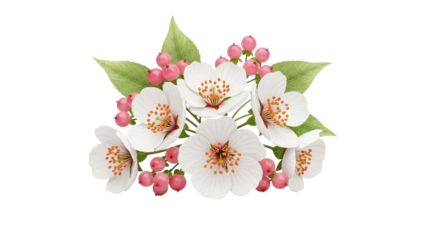 Delicate White Flowers With Pink Berries Arrangement