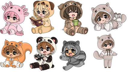 set of cartoon animal icons