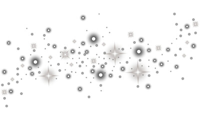 Glowing light effect with many glitter particles isolated on transparent background. Vector starry cloud with dust. Magic christmas decoration, A dark background filled with many bright white stars