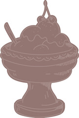 Handdrawn Ice Cream Sundae Cup Silhouette