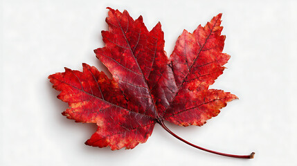 A single red maple leaf symbolizing the arrival of a splendid fall