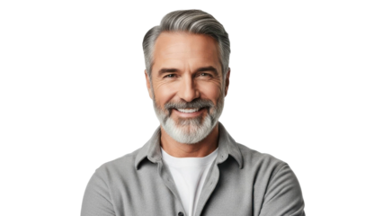 Smiling confident senior man with grey beard