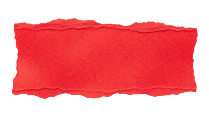 Textured red torn paper isolated on black background