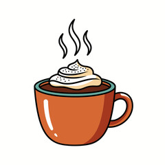 Cozy Hot Chocolate with Whipped Cream Illustration.