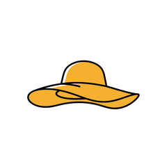 Elegant yellow sun hat with a wide brim design.