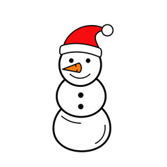 Festive Snowman with Red Santa Hat.