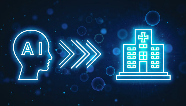 AI healthcare transformation:  A cutting-edge illustration that visualizes the power of Artificial Intelligence driving positive change in healthcare.