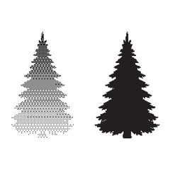 Classic Christmas trees in pixelated style, perfect for festive holiday designs and retro winter season promotions with a nostalgic touch for joyful celebration