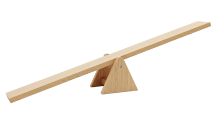 Simple Wooden Seesaw on Black Background