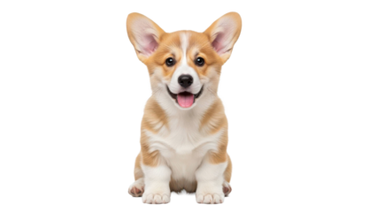 Adorable corgi puppy with big ears, smiling