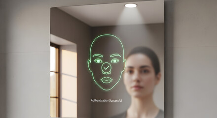 Smart Mirror With Facial Recognition Authentication Successful Display technology