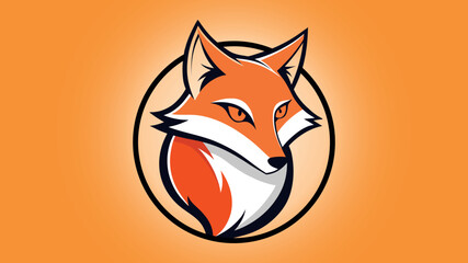 Obraz premium Stylized fox head logo with orange background