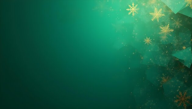 modern geometric Christmas background, polygonal shapes, metallic gold accents, emerald green gradient, abstract snowflake patterns, high-end luxury look, clean minimal composition, 8k - Powered by Adobe
