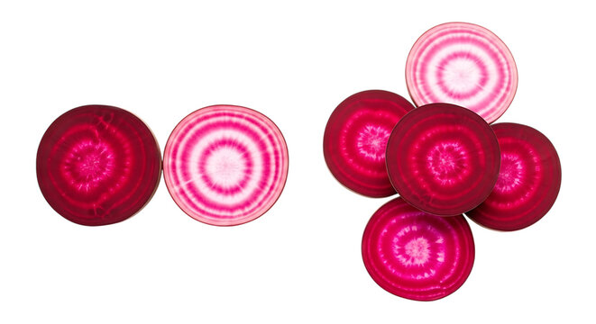 Sliced chioggia beets with concentric rings isolated on transparent background - Powered by Adobe