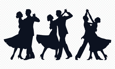 Romantic Ballroom Dancer Silhouettes – Black Vector Icons